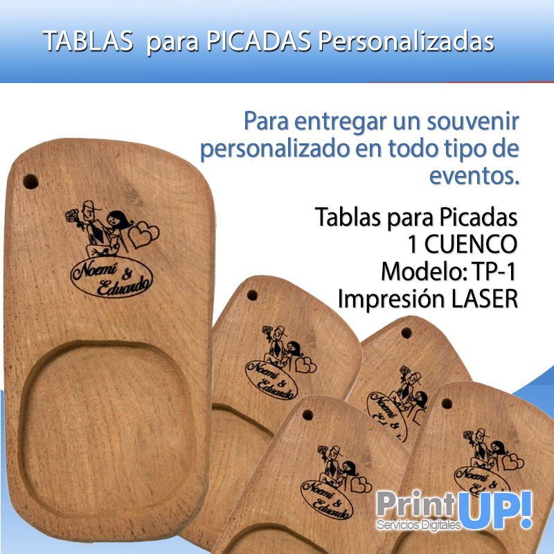 Tablas Para Picadas UN CUENCO Personalizada (logo Texto) Láser - Compra Mínima 15 Unidades.