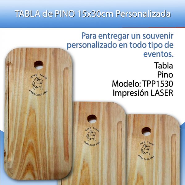 Tablas Picadas de Pino Personalizadas Làser 15x30CM (logo Texto) -Compra Mínima 10 Unidades.