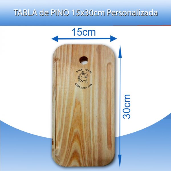 Tabla Picada de Pino Personalizada Láser 15x30CM (logo Texto) - Venta por Unidad