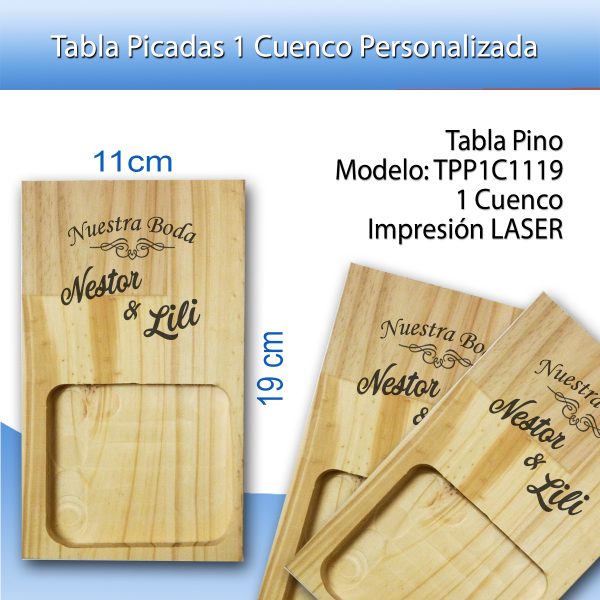 Tablas Picada 1 Cuenco Personalizada - Compra Mínima 5 Unidades. - Imagen 3