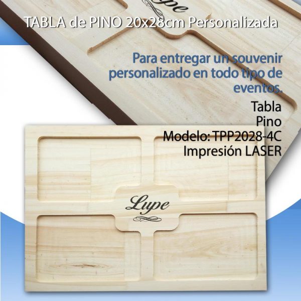 Tablas Picada 4 Cuencos Personalizada Laser - Compra Mínima 5 Unidades.