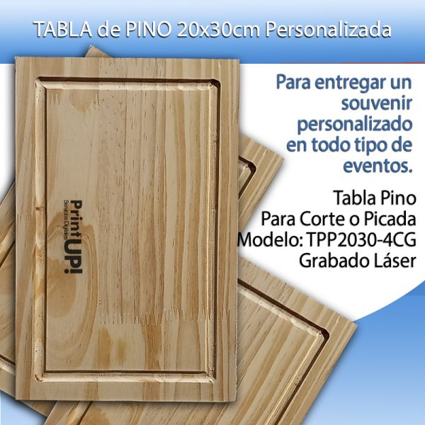 Tablas Corte/picada Pino 20x30cm Personalizadas Láser (4 Canal) - Compra Mínima 5 Unidades.