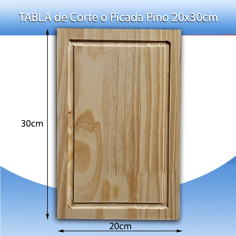 Tabla Para Corte / Picada /Asado Pino 20x30cm (4 Canaletas LISA SIN GRABAR) - Venta por Unidad - Imagen 2