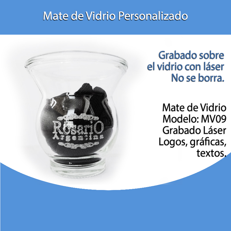 Mate De Vidrio Personalizado Con Láser (logo Texto)