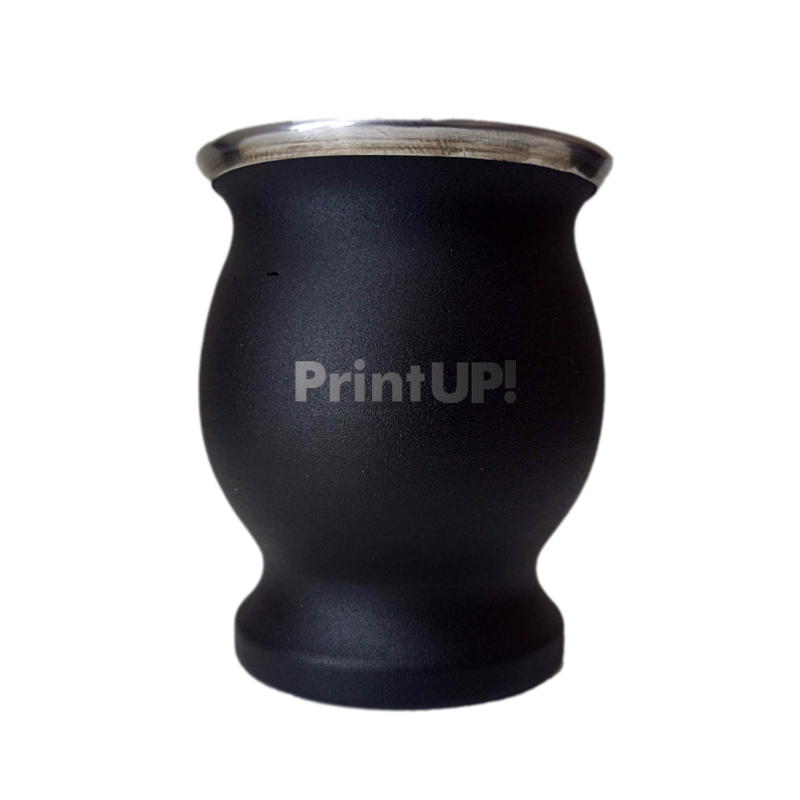 Mate de Acero Inoxidable Térmico Curvo Negro Personalizado Láser (venta x Unidad) - Imagen 2