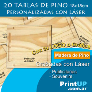 20 Tablas Corte/picada Pino 18x18cm Personalizadas Láser