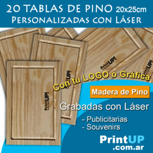 20 Tablas Corte/picada Pino 20x25cm Personalizadas Láser