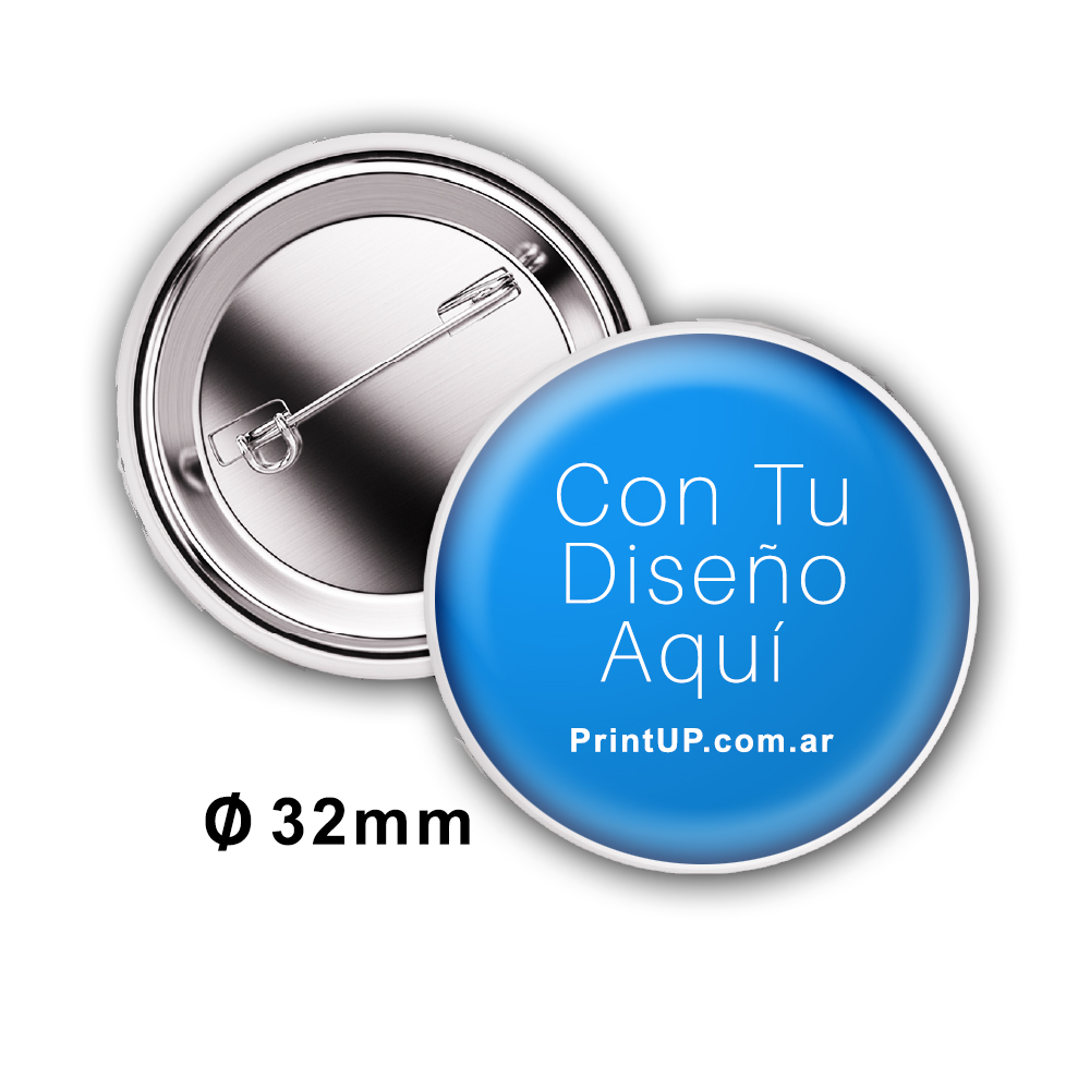 Prendedor Pin Botón Personalizado 32mm - x10 Unidades